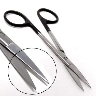 4.5" Facial Hair Straight Scissors for Men - Mustache and Beard Trimming Scissors, All Stainless Steel - Sharp and Precise Grooming - Professional Cutting Scissors - One Serrated Blade