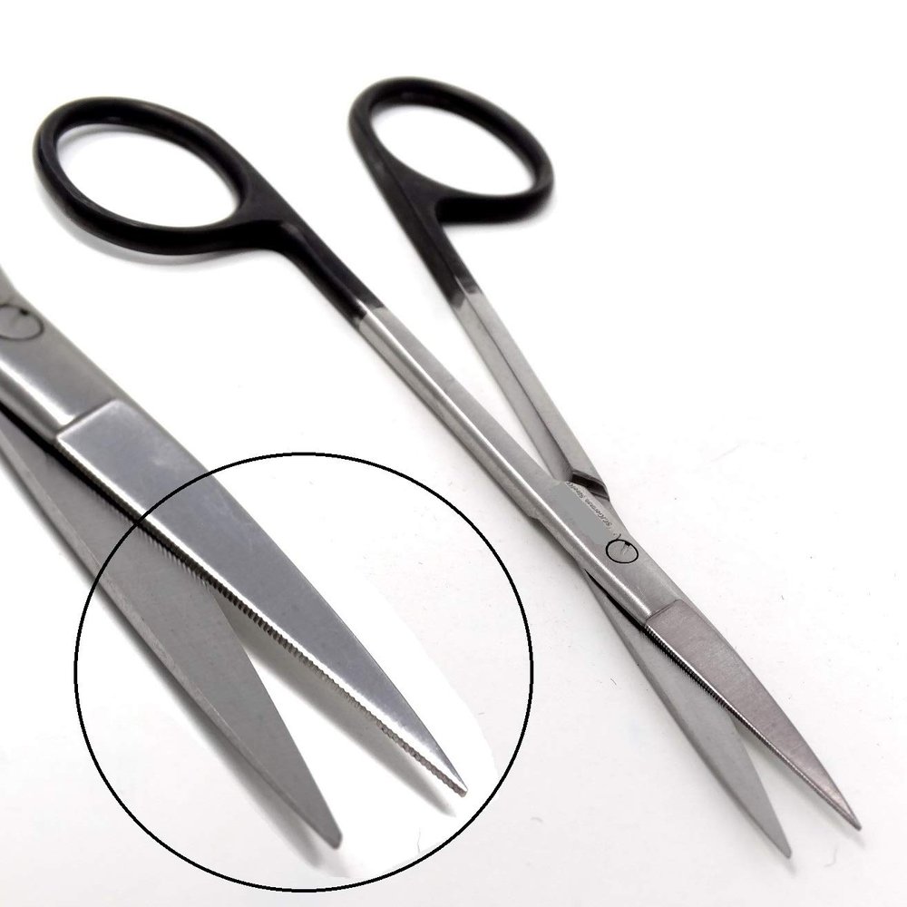 4.5" Facial Hair Straight Scissors for Men - Mustache and Beard Trimming Scissors, All Stainless Steel - Sharp and Precise Grooming - Professional Cutting Scissors - One Serrated Blade