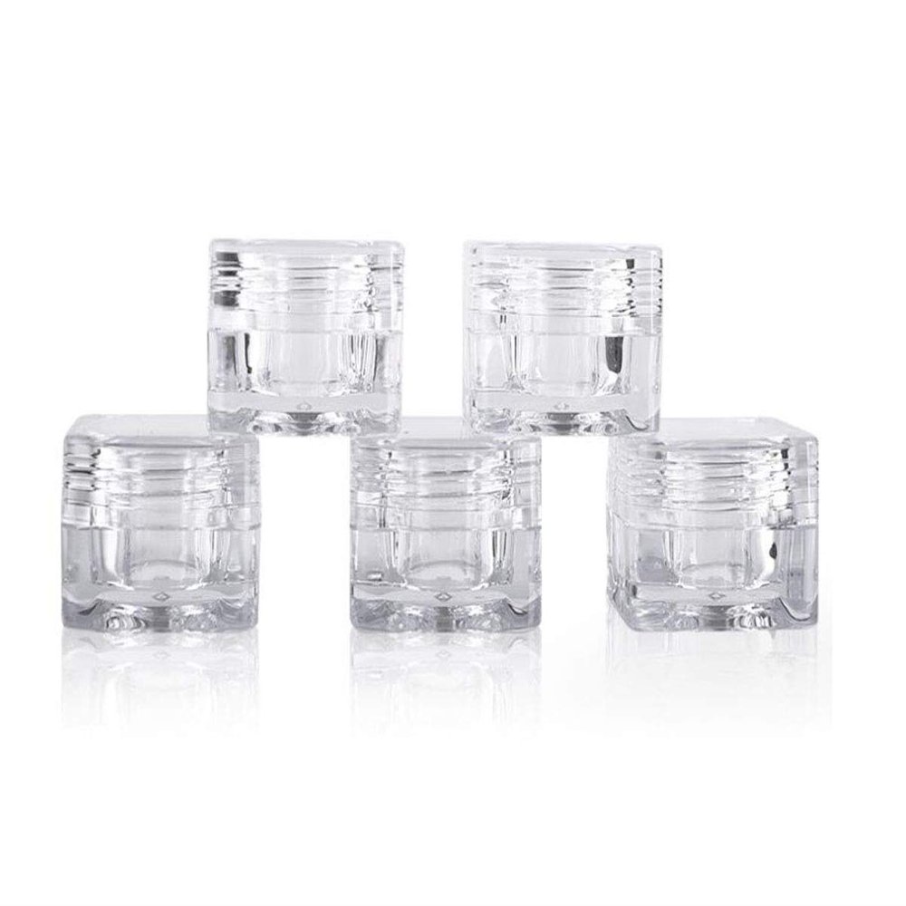 10 PCS 5 Gram Refillable Transparent Acrylic Bottle Screw Cap Lid Cosmetic Jars Pot Vial for Make Up/Eye Shadow/Nails/Powder/Gems/Beads/Jewelry