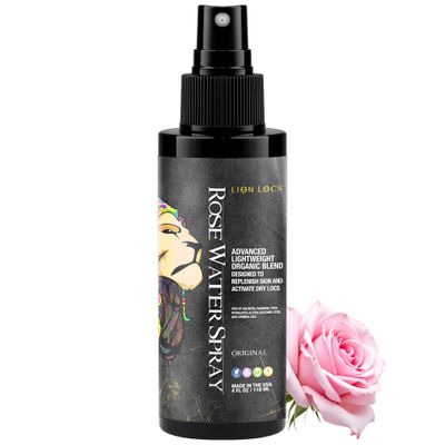 Beard Gains Lion Locs Rosewater Moisturizing Spray for Locs and Skin | Organic Vegan Conditioner Rose Water for All Hair Types (4oz, Original)