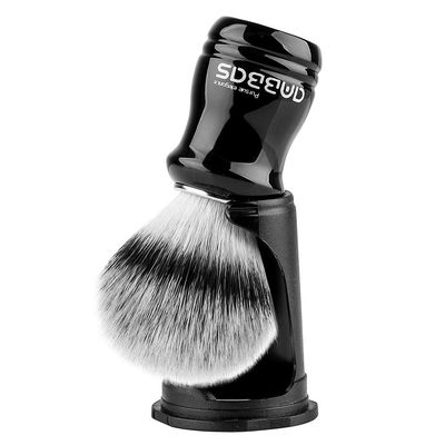 Anbbas Synthetic Badger Shaving Brush with Black Holder Stand,Resin Handle Foam Brush 2in1 Set for Men Wet Shave