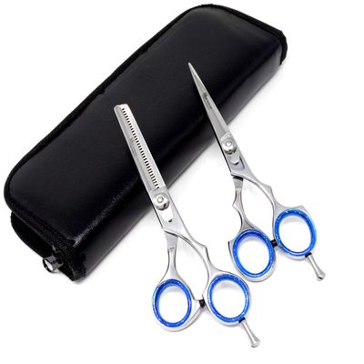 5.5" Professional Hair Cutting & Thinning Barber Scissors Set, Stainless Steel, Lightweight Razor Edge Haircut Scissors for Hair Salon, Hairdresser