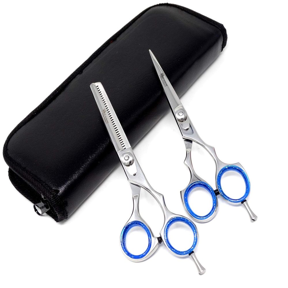 5.5" Professional Hair Cutting & Thinning Barber Scissors Set, Stainless Steel, Lightweight Razor Edge Haircut Scissors for Hair Salon, Hairdresser
