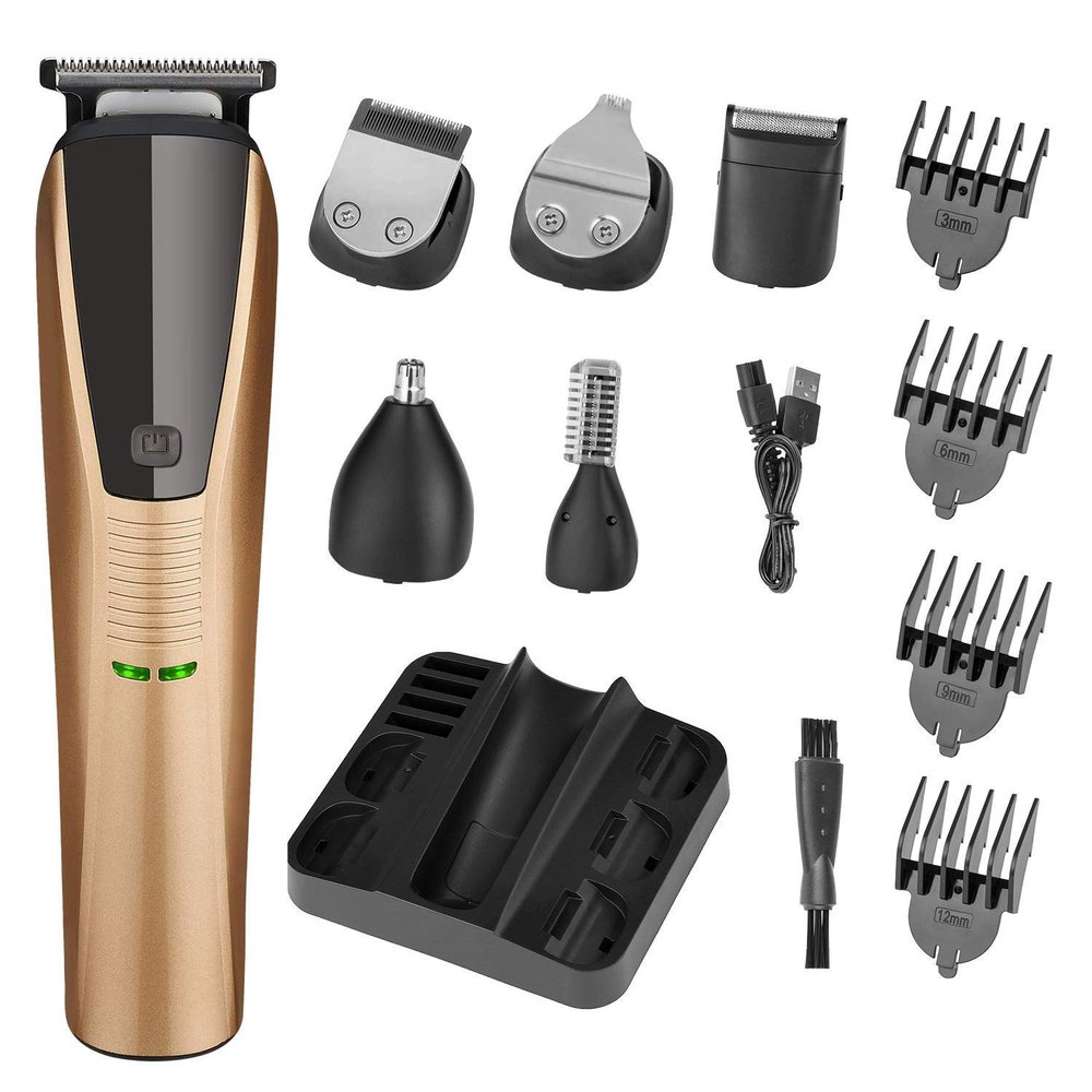 Beard Trimmer 6 in 1 Trimmer for Men Cordless Hair Clippers Mustache Trimmer Nose Hair Trimmer Waterproof USB Fast Charging Low Noise