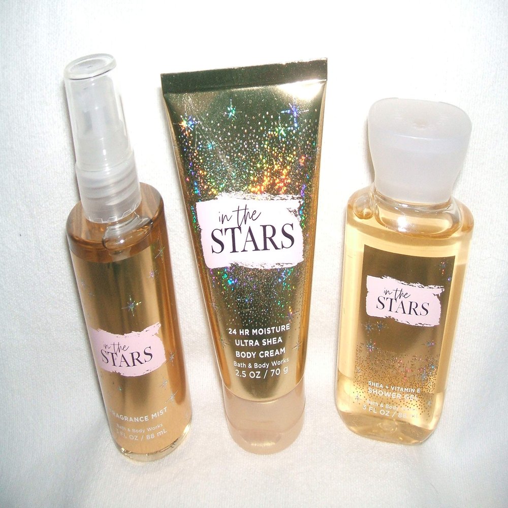 IN THE STARS 3 fl oz, fragrance mist, 3 fl oz, shower gel, 3 fl oz, body lotion travel size BNB