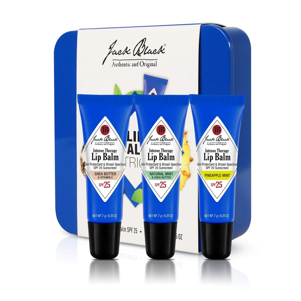 Jack Black Intense Therapy Lip Balm, 0.25-Oz. Trio SPF 25 Sun Protection, Lip Moisturizer, Hydrating Lip Balm with SPF, Lip Sunscreen to Relieve Dry, Chapped Lips