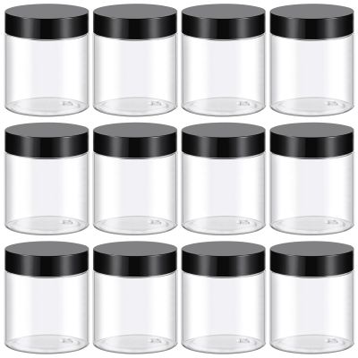 TUZAZO 4 Oz Plastic Container Jars with Lids BPA Free, Empty Round Clear Cosmetic Containers Plastic Slime Jars for Lotion, Cream, Ointments, Body Butter, Makeup, Travel Storage (12 Pack)