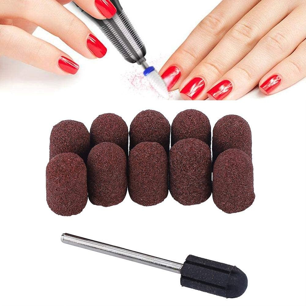 10pcs Nail Grinding Head Set Nail Art Polishing Sand Manicure Pedicure Tool Sanding Cap Polisher(1319)