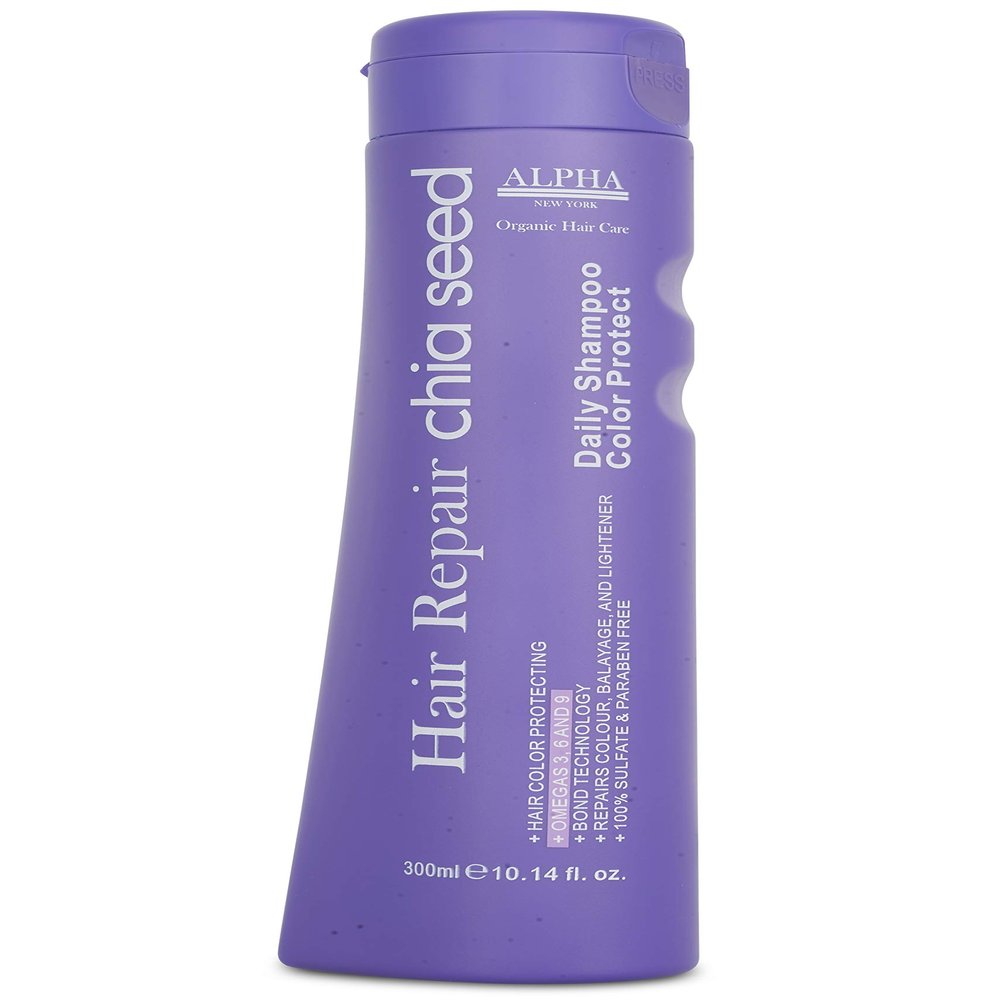 ALPHA NEW YORK Shampoo Purple Color Protect Daily Hair repair Chia Seed 100% sulfate & Paraben Free 300ml
