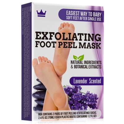 Exfoliating Foot Peel Mask - Two Pairs of Booties for Smooth and Soft Feet - Peeling Away Rough Heels Dead Skin Cells and Calluses - Lavender Scented Natural Formula for Silky Soft Feet