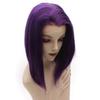 iwonawig Short Straight Bob Wig Drag Queen Synthetic Lace Front Wig Raven Purple Half Hand Tied Heat Resistant Fiber Hair Wig view 1