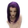iwonawig Short Straight Bob Wig Drag Queen Synthetic Lace Front Wig Raven Purple Half Hand Tied Heat Resistant Fiber Hair Wig view 3