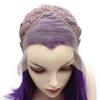 iwonawig Short Straight Bob Wig Drag Queen Synthetic Lace Front Wig Raven Purple Half Hand Tied Heat Resistant Fiber Hair Wig view 4