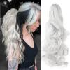 Leterly Ponytail Extension Clip in Claw 18" Curly Wavy Pony Tails Clip-on Long Hairpiece Jaw for Women Silver White view 1