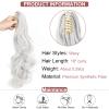 Leterly Ponytail Extension Clip in Claw 18" Curly Wavy Pony Tails Clip-on Long Hairpiece Jaw for Women Silver White view 2