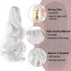 Leterly Ponytail Extension Clip in Claw 18" Curly Wavy Pony Tails Clip-on Long Hairpiece Jaw for Women Silver White view 3