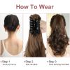 Leterly Ponytail Extension Clip in Claw 18" Curly Wavy Pony Tails Clip-on Long Hairpiece Jaw for Women Silver White view 4