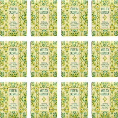 Greenwich Bay Mini Botanical Soap Bars  12 Pack 1.9 oz Each  Individually Wrapped Guest Soaps for Airbnb, Spa, Travel, Bath  Travel Size Bar Soap Set, White Tea Calendula