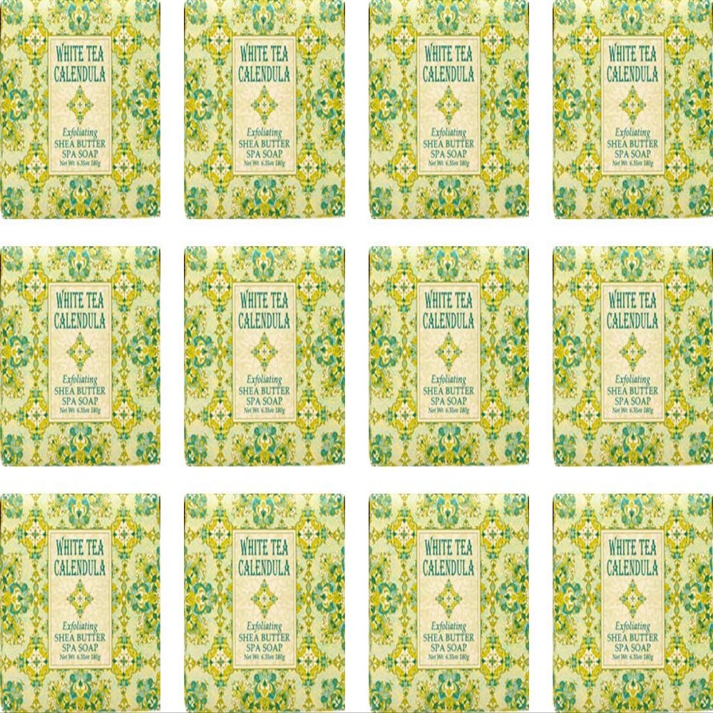 Greenwich Bay Mini Botanical Soap Bars  12 Pack 1.9 oz Each  Individually Wrapped Guest Soaps for Airbnb, Spa, Travel, Bath  Travel Size Bar Soap Set, White Tea Calendula
