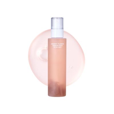 Whamisa Organic Flowers Damask Rose Petal Mist, Facial Mist Spray, Waterless Formula, Fermented Ingredient Formula, Hydration, Portable, Korean Skin Care (100ml)