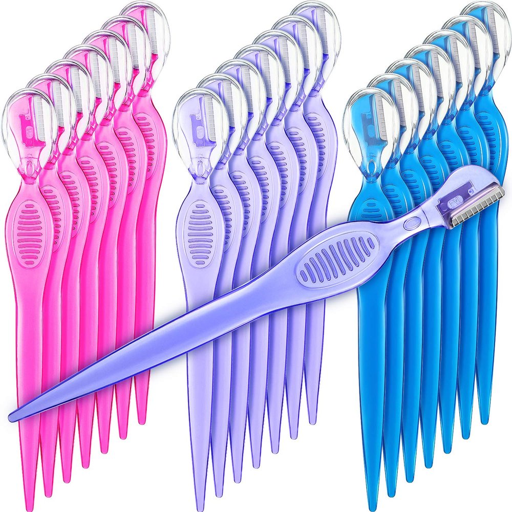 Mudder 21 Pcs Eyebrow Razor Eyebrow Shaver Facial Razor Multipurpose Face Trimmers with Precision Cover for Women Makeup Care Tools(Rose Red, Blue, Purple)