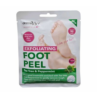 DermaV10 Exfoliating Foot Peel Tea Tree and Peppermint 1 Pair