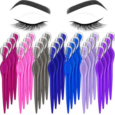 Mudder 28 Pcs Eyebrow Razor Knife Shaver Trimmer Shaver Multipurpose Exfoliating Tool Facial Hair Removal for Women Valentine Gift Giving(Assorted Colors)