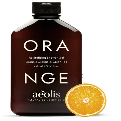AEOLIS Refreshing Shower Gel with Orange & Green Tea Greek Olive Oil Shower Gel for Men & Women Gentle Body Cleanser Natural Skincare from Greece Invigorating Body Care 9.12 Fl Oz