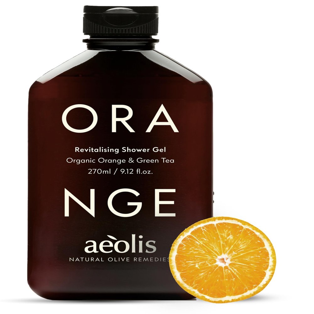 AEOLIS Refreshing Shower Gel with Orange & Green Tea Greek Olive Oil Shower Gel for Men & Women Gentle Body Cleanser Natural Skincare from Greece Invigorating Body Care 9.12 Fl Oz