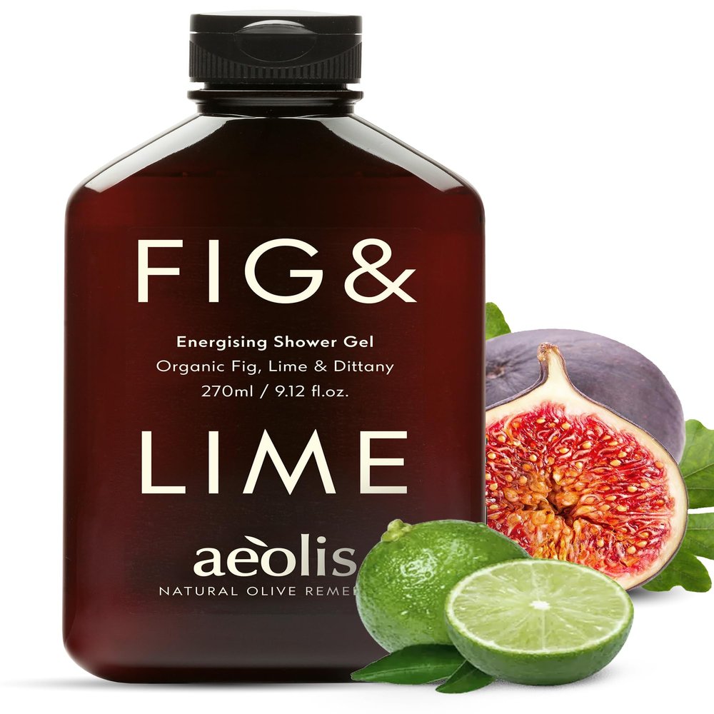 AEOLIS Refreshing Shower Gel with Fig and Lime Greek Olive Oil Shower Gel for Men & Women Clean Beauty Body Cleanser Natural Skincare from Greece Invigorating Body Care 9.12 Fl Oz