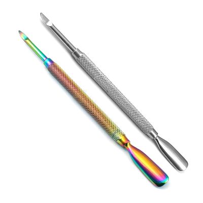 AAProTools 1Pc Dual-Ended Cuticle Pusher Remover Rainbow Stainless Steel manicuring Nail Art Tool #4 + 1 Free Cuticle Pusher