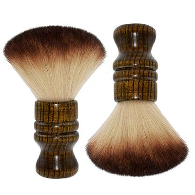 2PCS Professional Hairdressing Neck Face Brush with Wooden Handle - Hair Sweep Brush and Cutting Kits