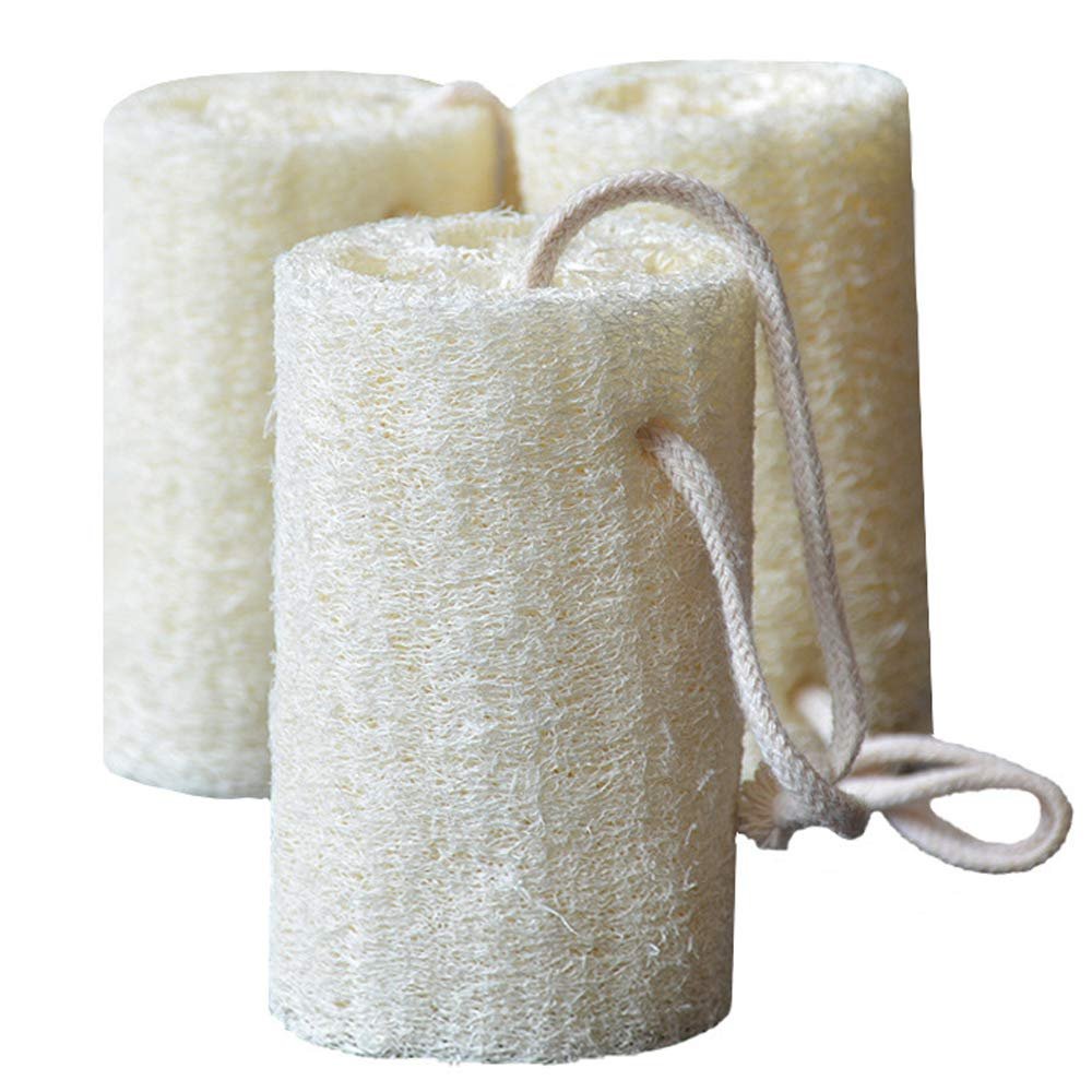Natural Shower Loofah Sponge,Exfoliating Body Scrubbers,Organic Shower Loofahs for Body Daily Skin Care Bath and Spa(3 Pack)
