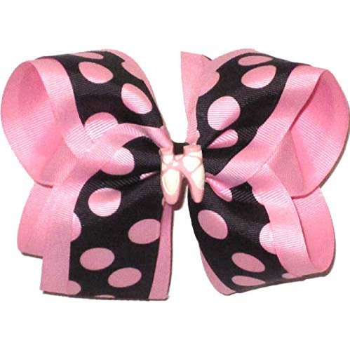 BL-045L Large Pink Coin Dots on Black over Pink with Ballet Slippers Miniature