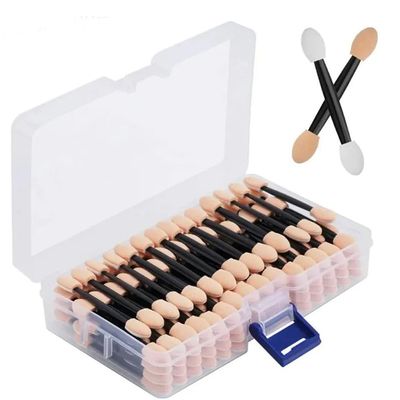 200Pcs Disposable Dual Sides Eye Shadow Sponge Applicators with Container Makeup Manicure Tool Nail Glitter Mirror Powder Brush Mirror Chrome Pigment Coloring Sponge Stick Tools