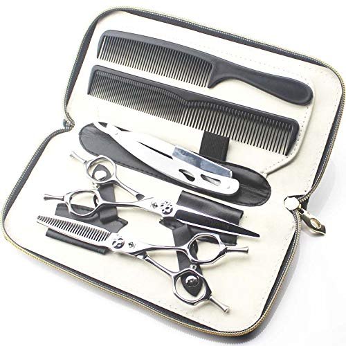JIESENYU high-end Professional Hairdresser 6-inch Hairdressing Scissors 440C Steel Hair Salon Silver (Set)