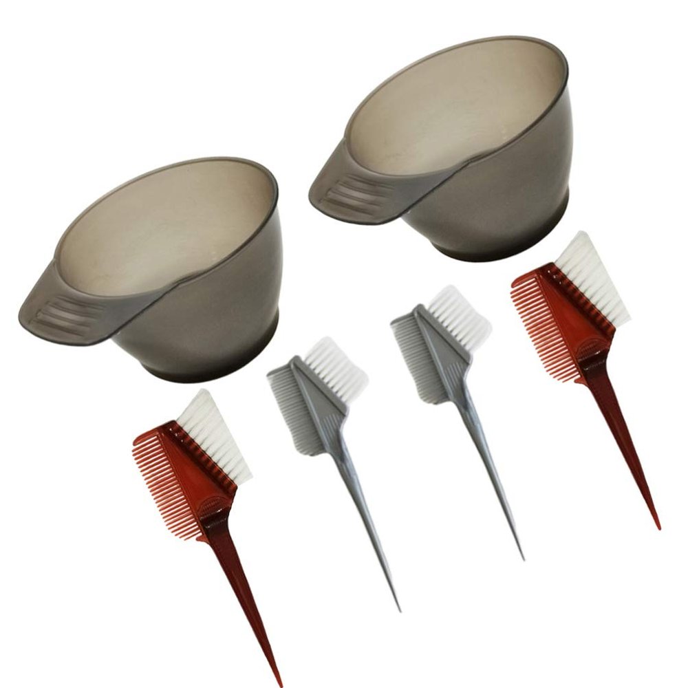 Uonlytech 6pcs Hair Dye Bowl Brush Kit at Home Hair Salon Tools No Mess Reusable Random Style