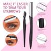 Eyebrow Kit, 6 in 1 Tweezers for Eyebrows, All-in-one Eyebrow Grooming Set Dermaplaning Tool Eyebrow Razor Brush Scissors Brown Eyebrow Pencilwith Storage Pouch (A-Pink) view 4