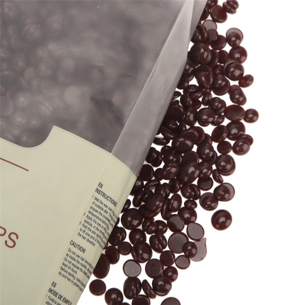 Hard Wax Beans for Face, Underarms, Brazilian, Bikini Hair Remover (Chocolate)