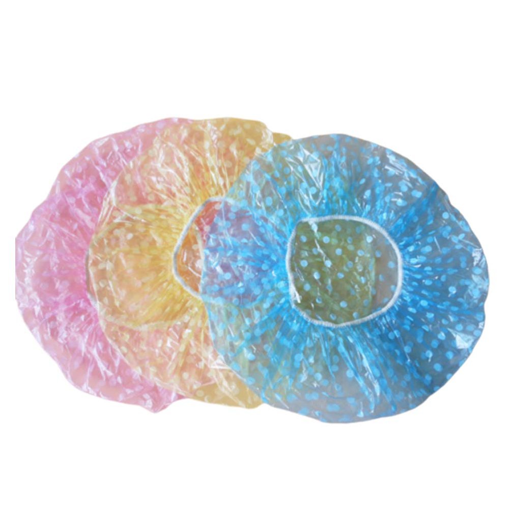 60pcs Disposable Shower Cap Colorful Dots Printing Shower Cap for Home Travel (Mixed)