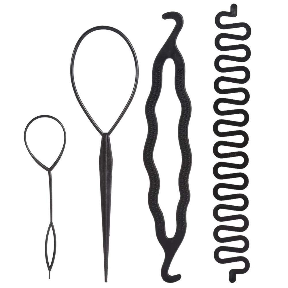 ANGGREK 4/9PCS Hair Bun Maker Braiding Styling Disk Tools DIY Accessories 3Types(4PCS)