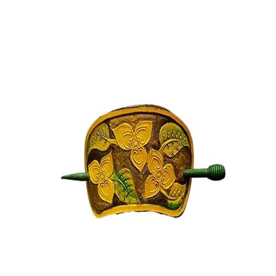 Women's 3D Genuine Leather Barrette, Hand Tooled Leather Hair Barrette, Leather Hair Stick, Hair Barrettes with Sticks, Leather Hair Clip, Leather Hair Clips, Barrette out of Leather, Flower, Floral Design, Autumn Leaf