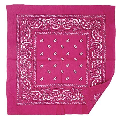 allgala 12 Pack 100% Cotton Premium Bandanas Head Band Wrap Scarf-Fuchsia-HA55911