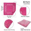 allgala 12 Pack 100% Cotton Premium Bandanas Head Band Wrap Scarf-Fuchsia-HA55911 view 2