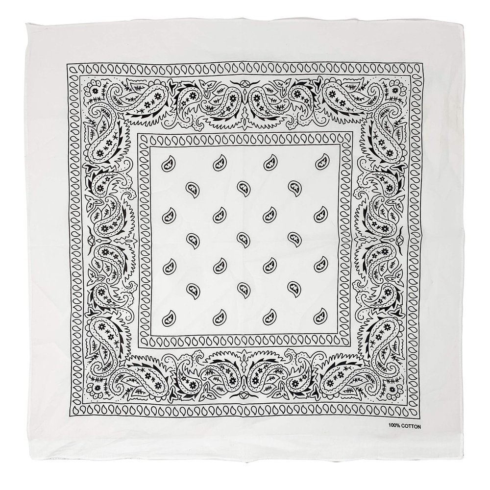 allgala 12 Pack 100% Cotton Premium Bandanas Head Band Wrap Scarf-White-HA55901