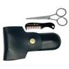 G.B.S Men's 3n1 Trimming, Cutting and Styling Beard Scissors, Stainless-steel Scissors for Beard, Mustache, Eyebrow, Nose Hair, Leather Travel Case and Beard and Mustache Comb view 1