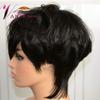 vancehair full lace Human Hair Short Wavy Wigs Short Human Hair Pixie Cut Layered Bob Wigs for women (Mixed length, Natural black) view 2