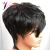 vancehair full lace Human Hair Short Wavy Wigs Short Human Hair Pixie Cut Layered Bob Wigs for women (Mixed length, Natural black) view 3