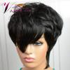 vancehair full lace Human Hair Short Wavy Wigs Short Human Hair Pixie Cut Layered Bob Wigs for women (Mixed length, Natural black) view 4