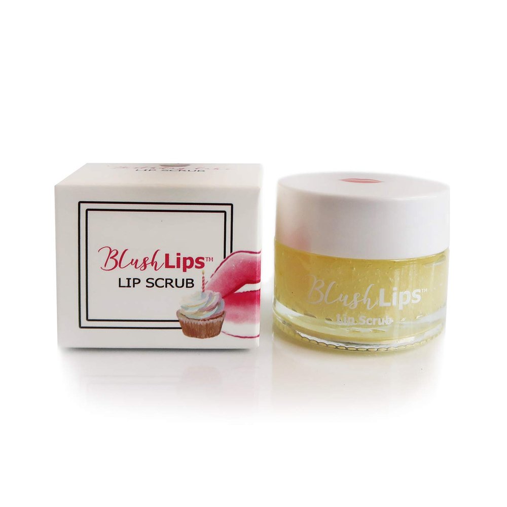 BlushLips Lip Care Exfoliating Scrub and Lip Moisturizer for Chapped Lips Treatment, Lip Repair for Soft Lips Made for Dry Lips (Cruelty-free, Paraben-free, Vegan) (Birthday Cake)
